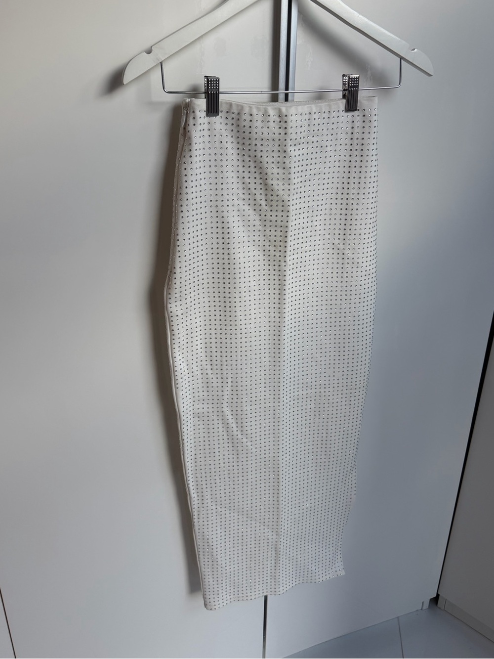 AKIRA White Perforated Midi Pencil Skirt